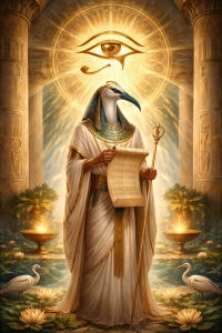 Thoth with scroll and Eye of Ra