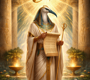Thoth with scroll and Eye of Ra
