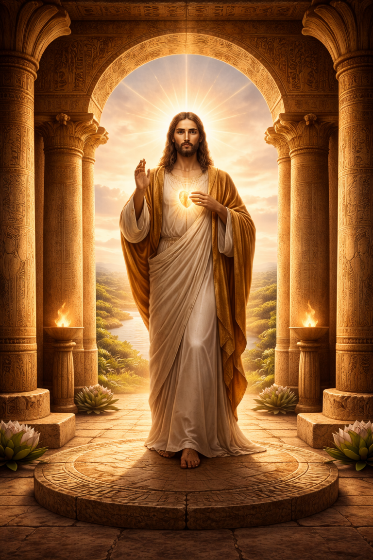 Jesus in the temple at dawn