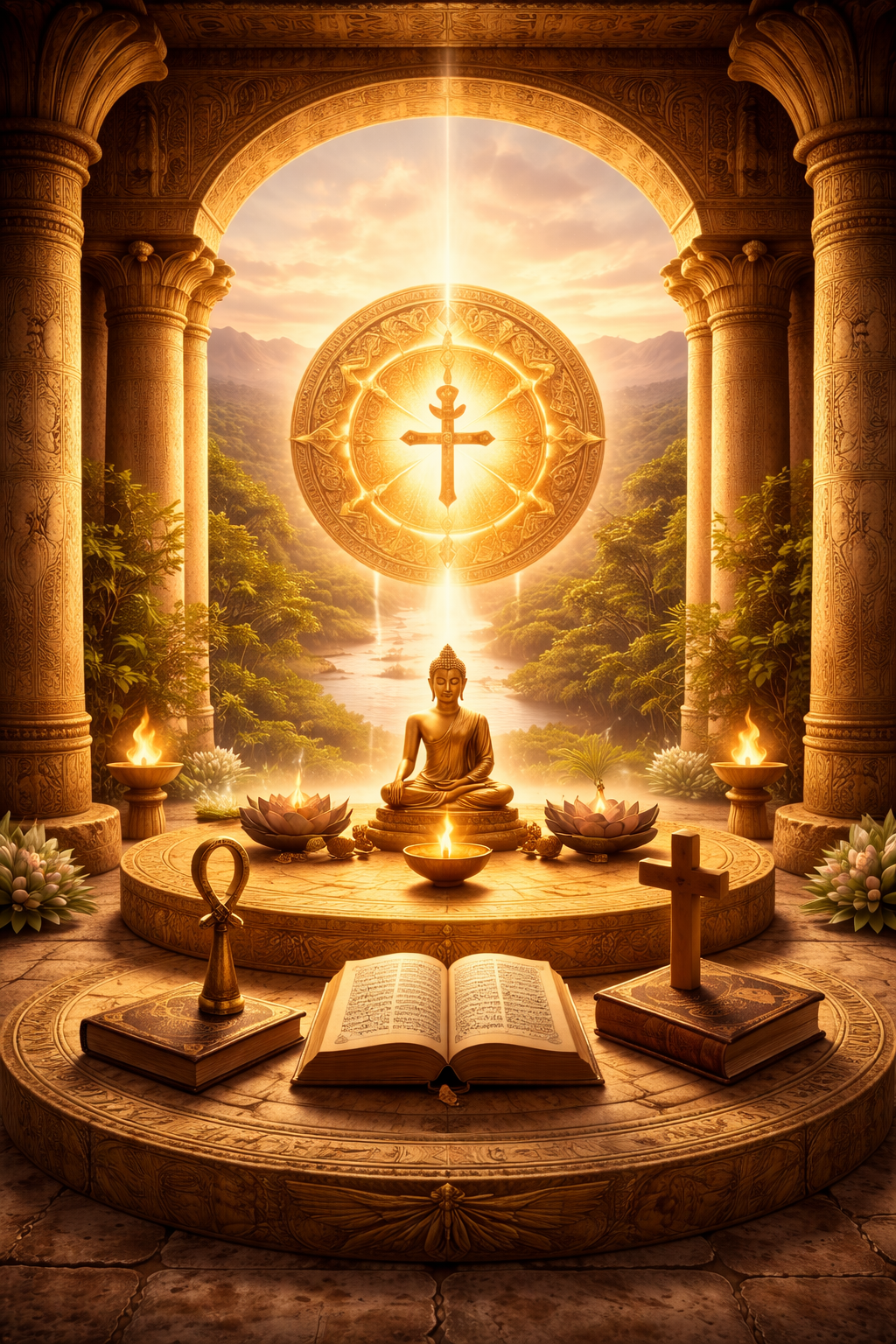 Sacred harmony in golden light